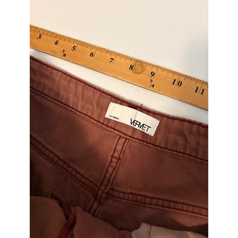 Vervet Wide Leg Distressed Jeans Rust Brown High Rise Raw Hem Skater Boho 30 qq - Picture 5 of 8